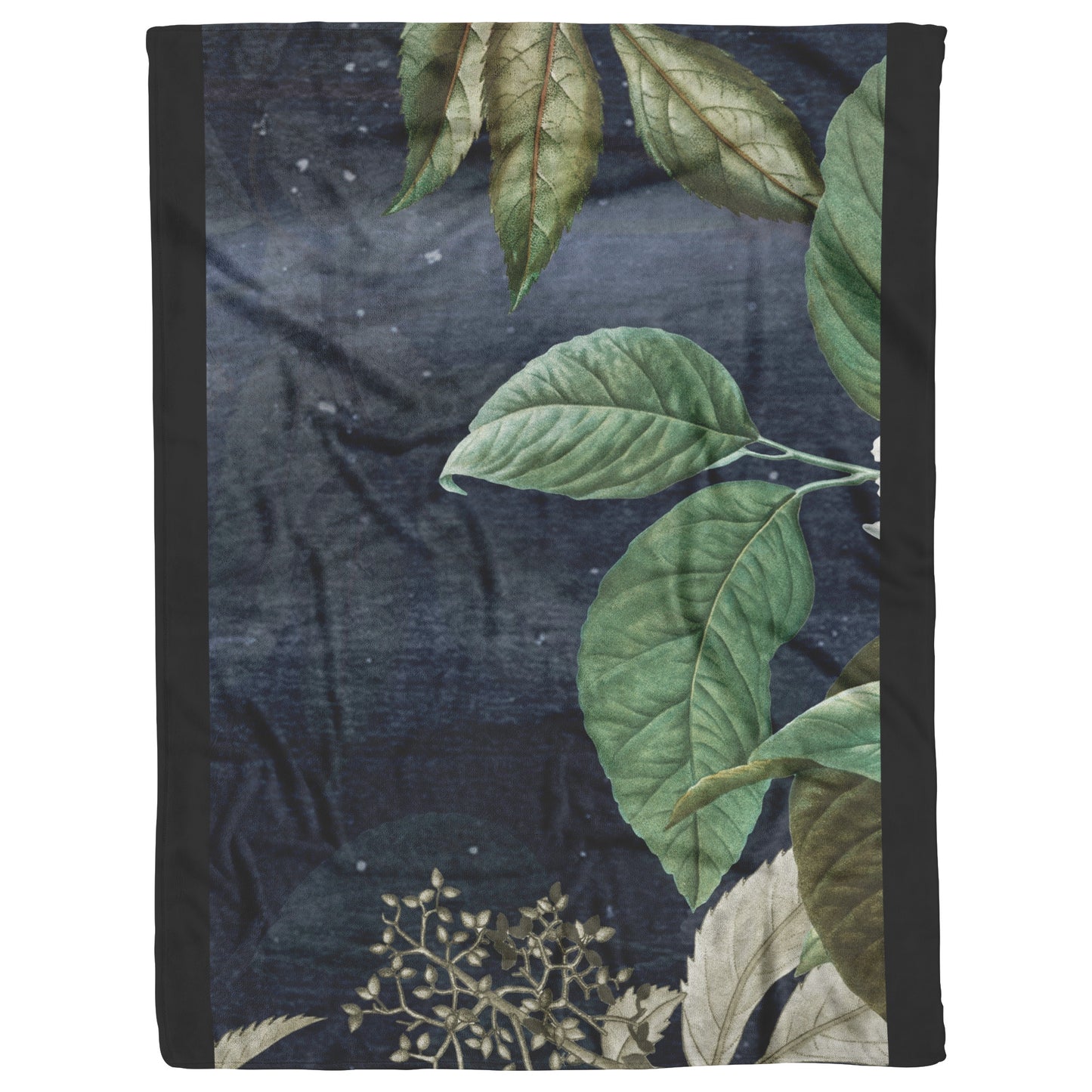 Black Fleece Blanket With Some Modern Herbs