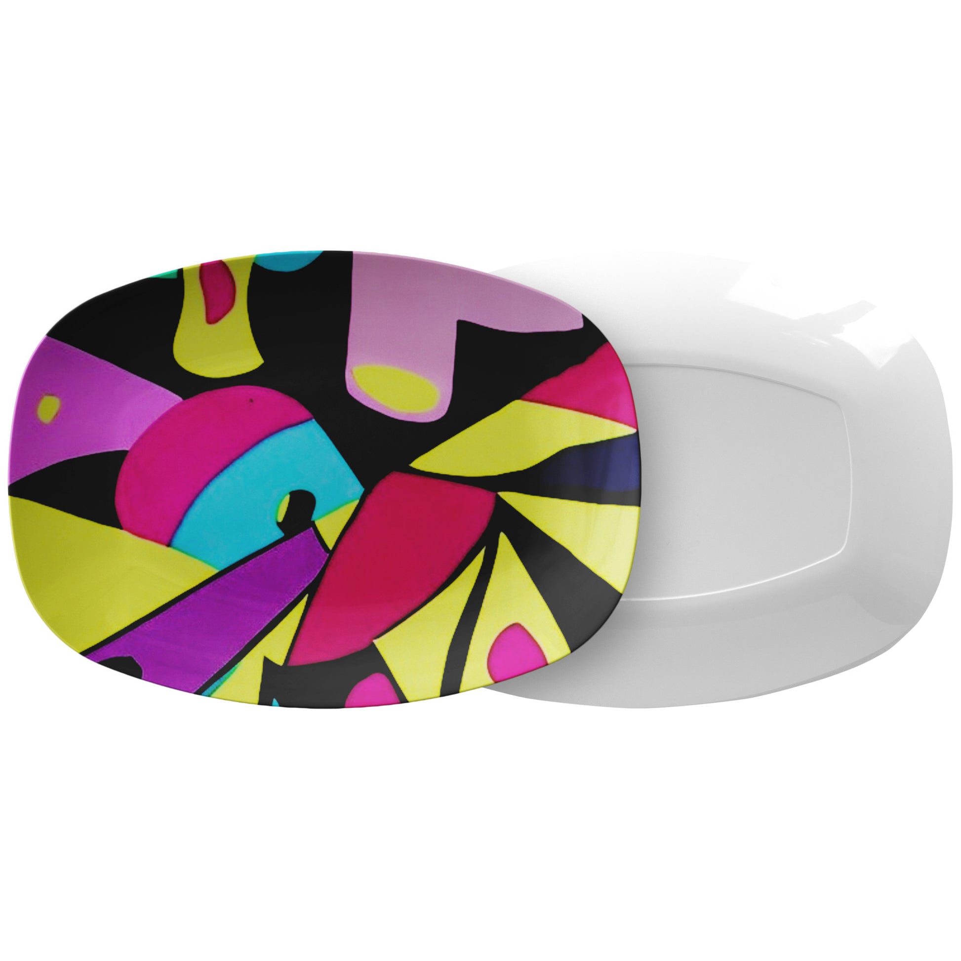 Black, Pink & yellow Pop Art Platter by Rachy Sparkle