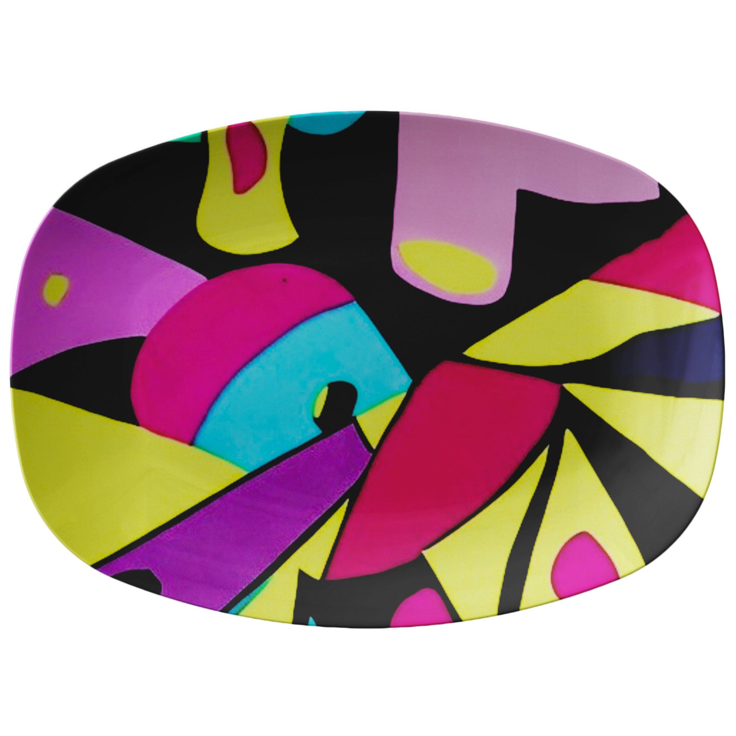 Black, Pink & yellow Pop Art Platter by Rachy Sparkle