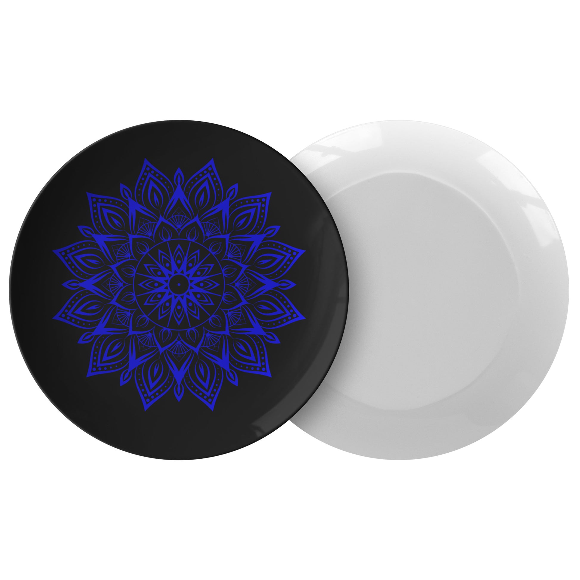 "Blue Mandala on Black" Dinner Plate