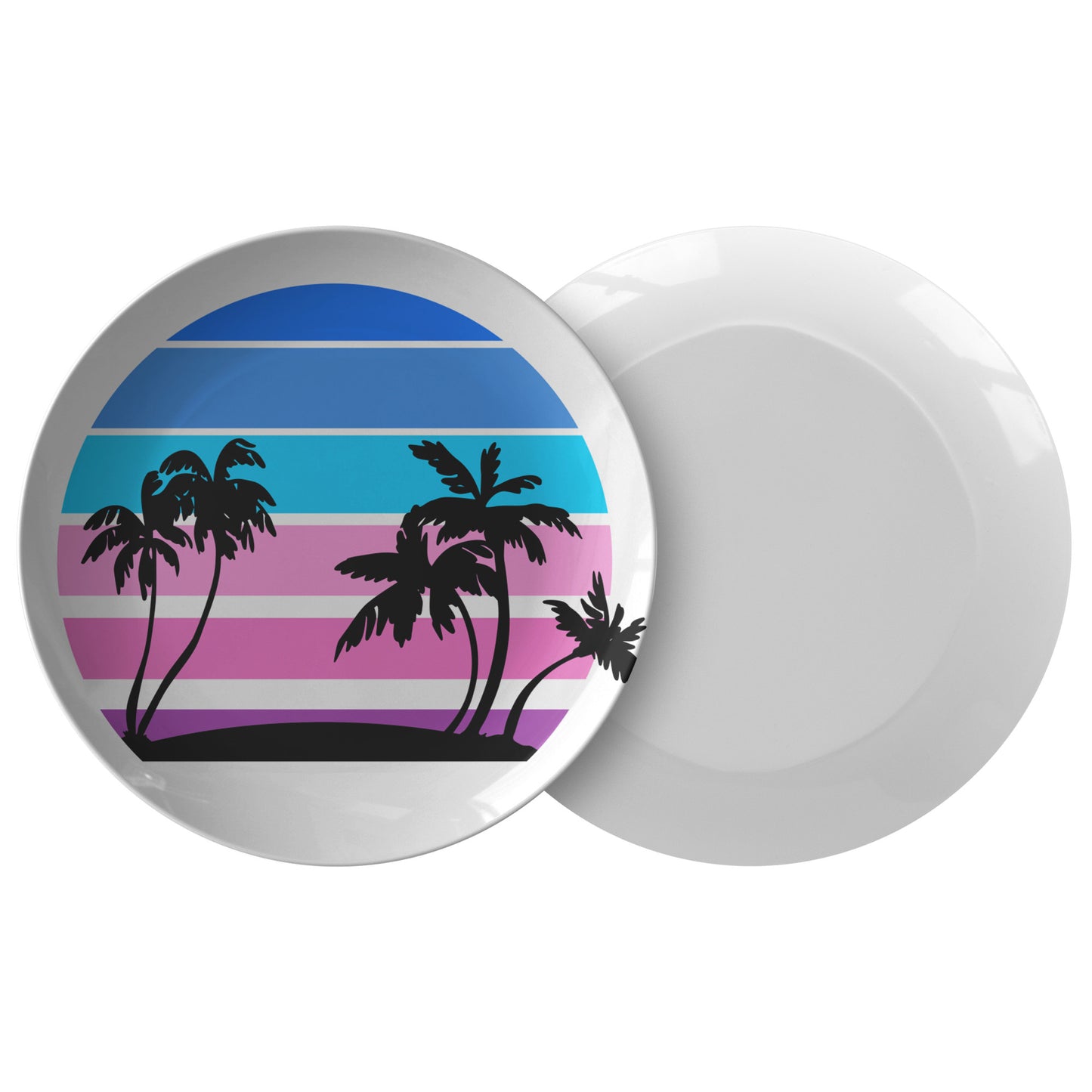 Blue Pink Purple Palm Trees, Beach, Florida, California Plate