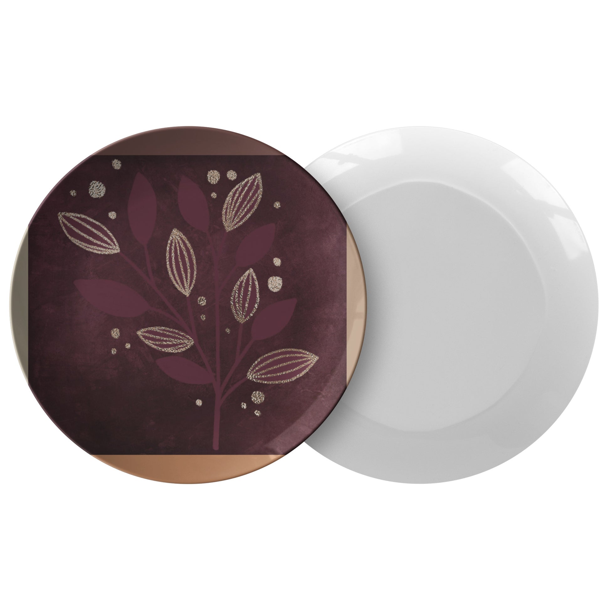 Burgundy Brown Plate With Gold Luxury