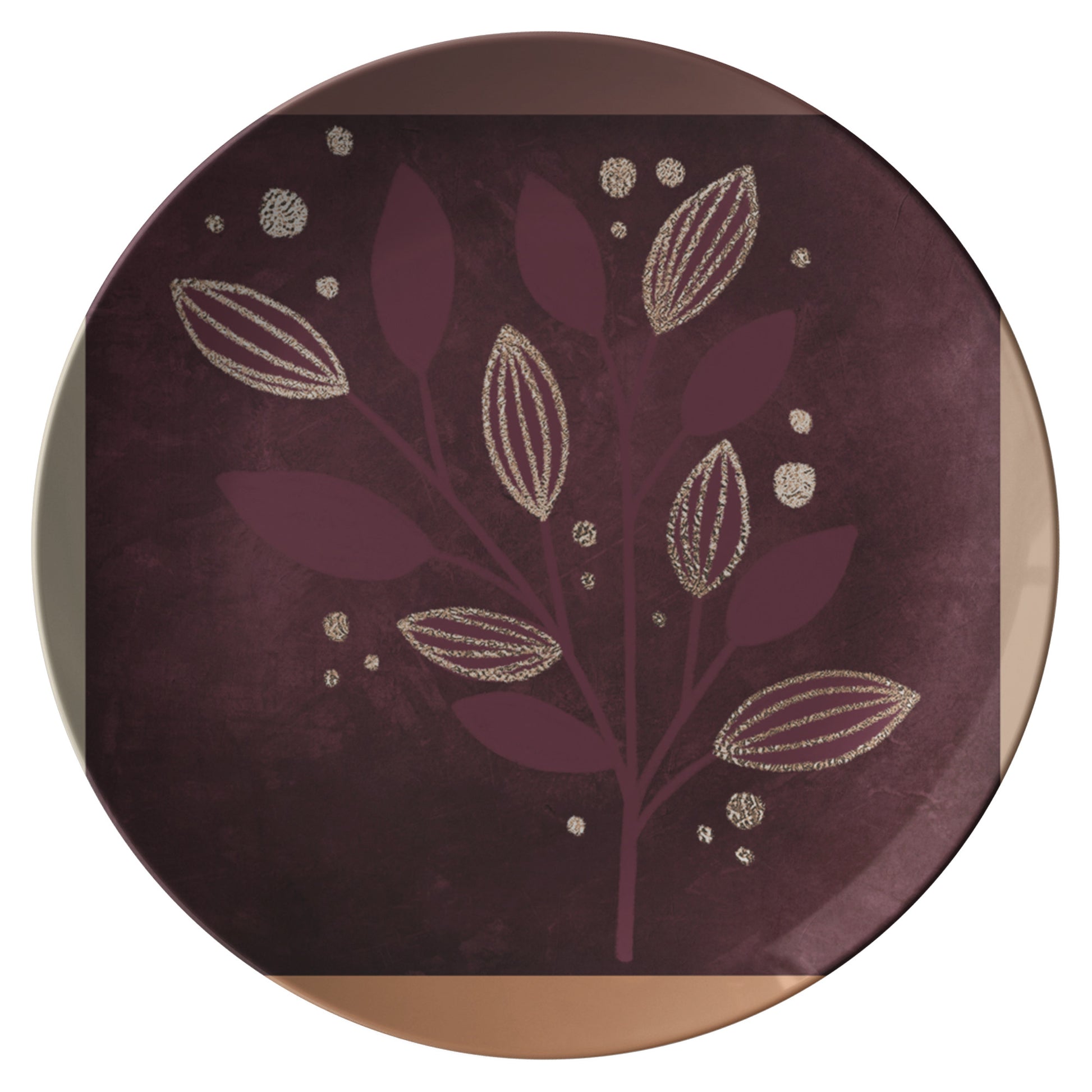 Burgundy Brown Plate With Gold Luxury