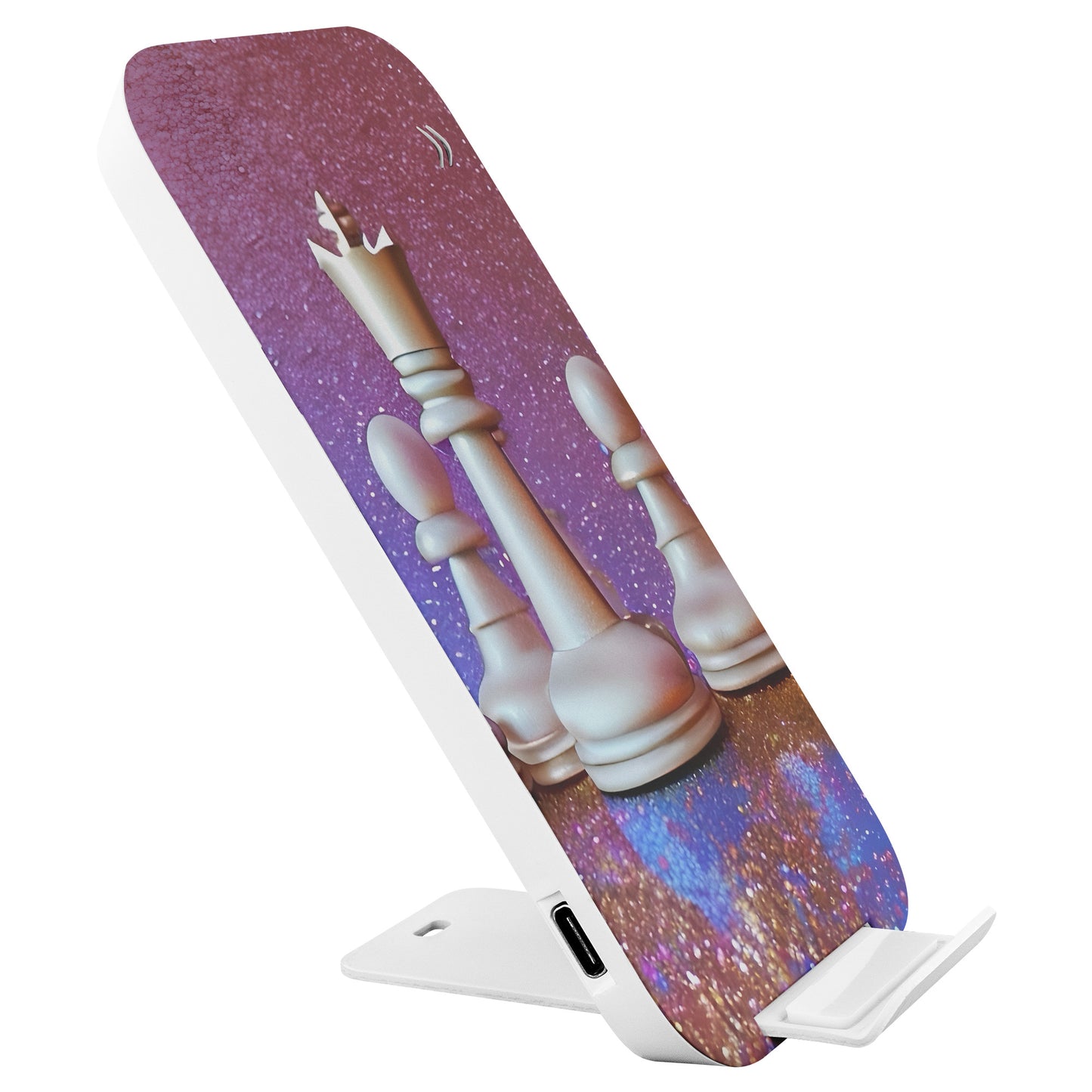 Chessboard & Sparkling Checkmate with a Glittery Background, Prontimus -Wireless Charging Stand, By Rachy Sparkle