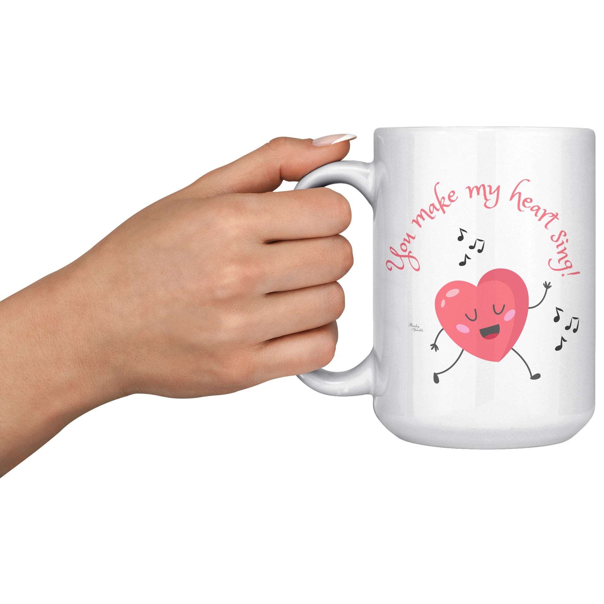 Coffee mug, You Make My Heart Sing, Red Heart w/Music Notes