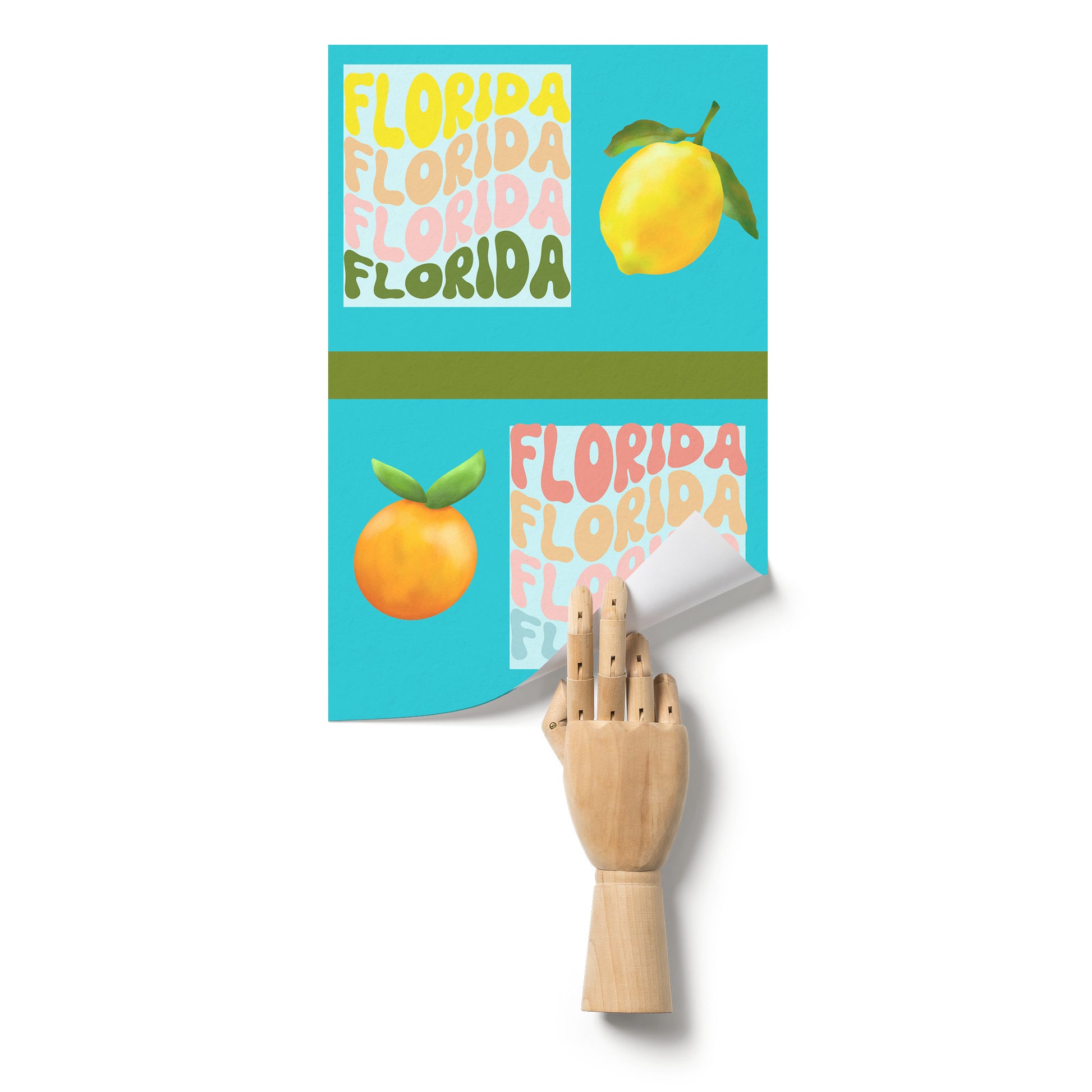 Florida Citrus Poster With a Blue Background, by Rachy Sparkle, Good For an Airbnb