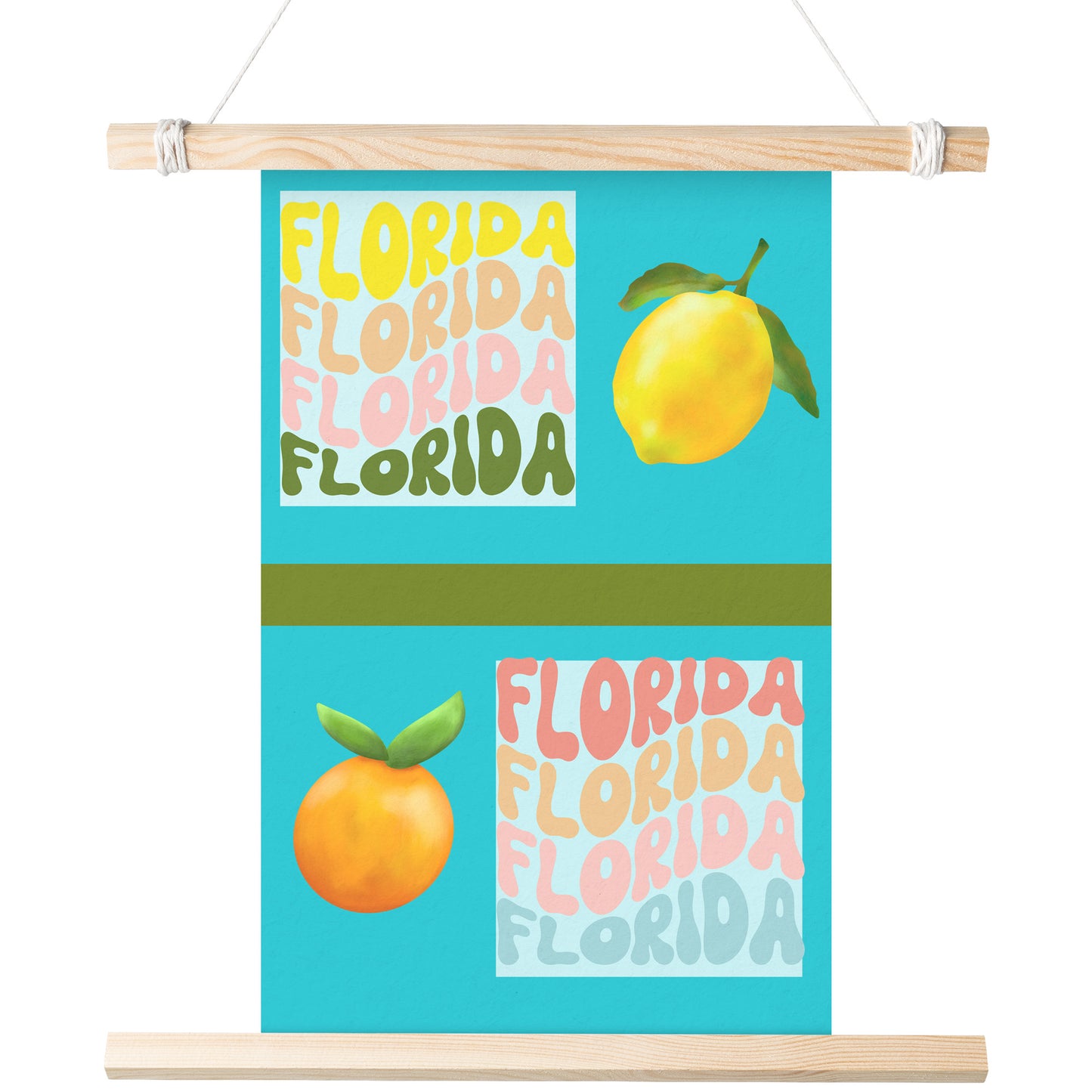 Florida Citrus Poster With a Blue Background, by Rachy Sparkle, Good For an Airbnb
