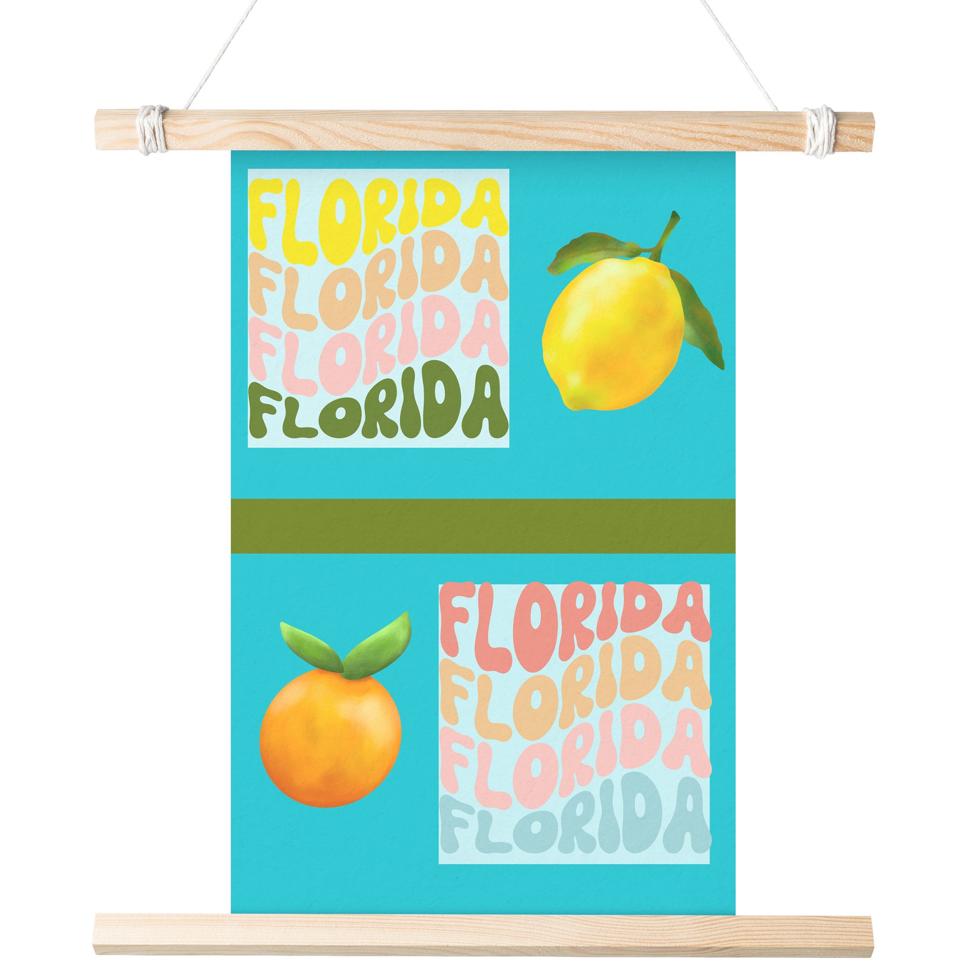 Florida Citrus Poster With a Blue Background, by Rachy Sparkle, Good For an Airbnb