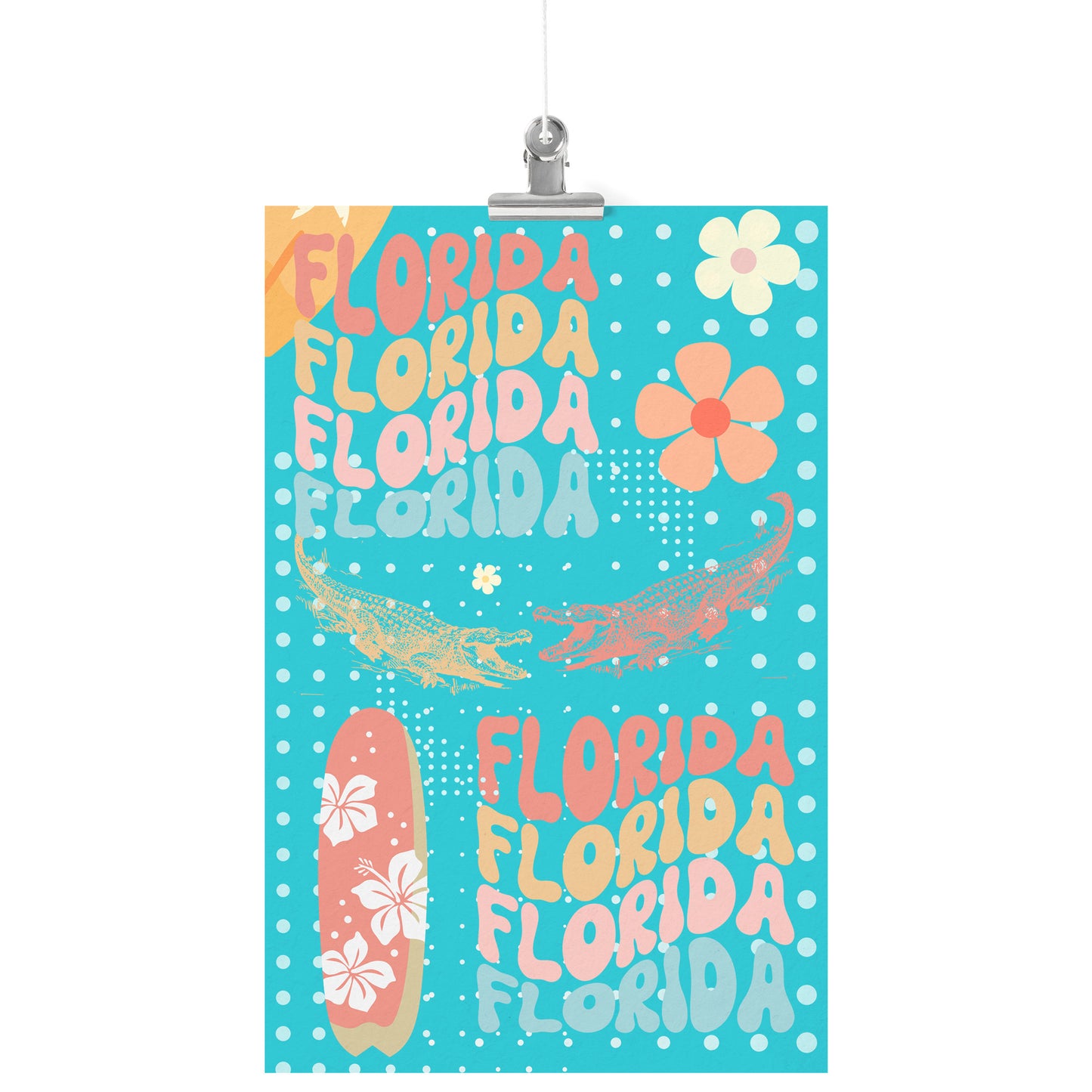 Florida SurfBoard With Alligator by Rachy Sparkle