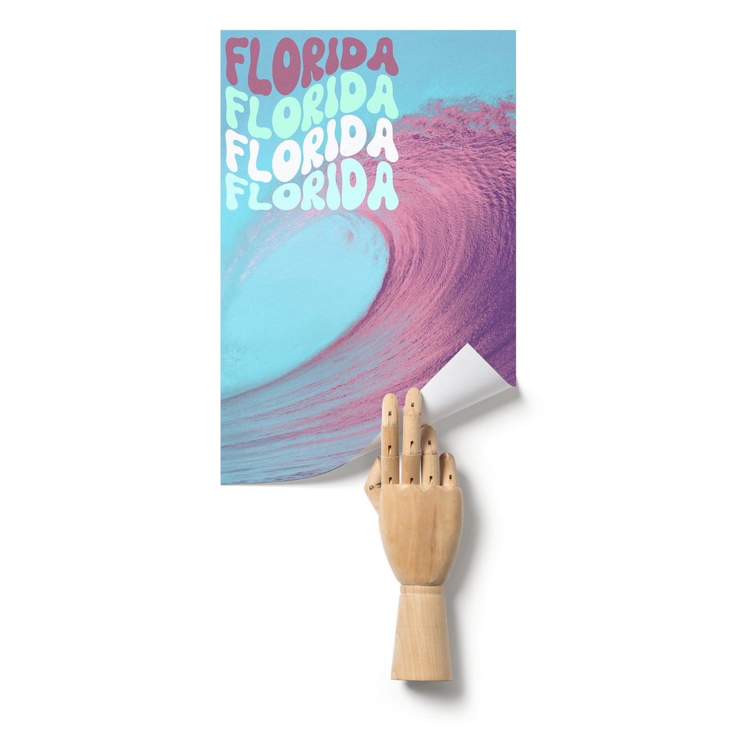 Florida Surf The Wave Poster, Magenta & Cyan By Rachy Sparkle
