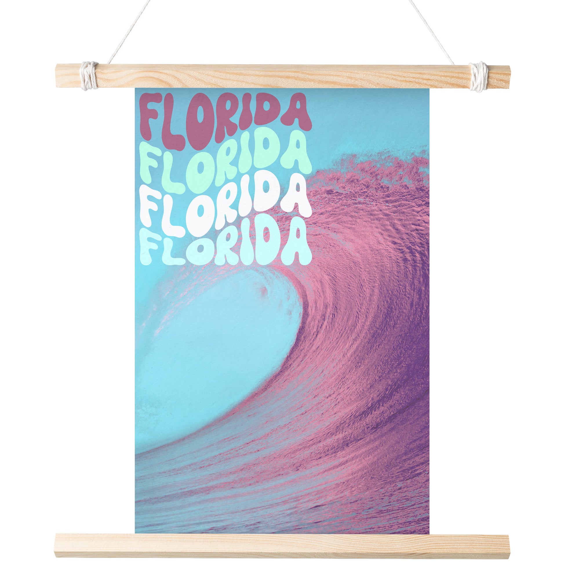 Florida Surf The Wave Poster, Magenta & Cyan By Rachy Sparkle
