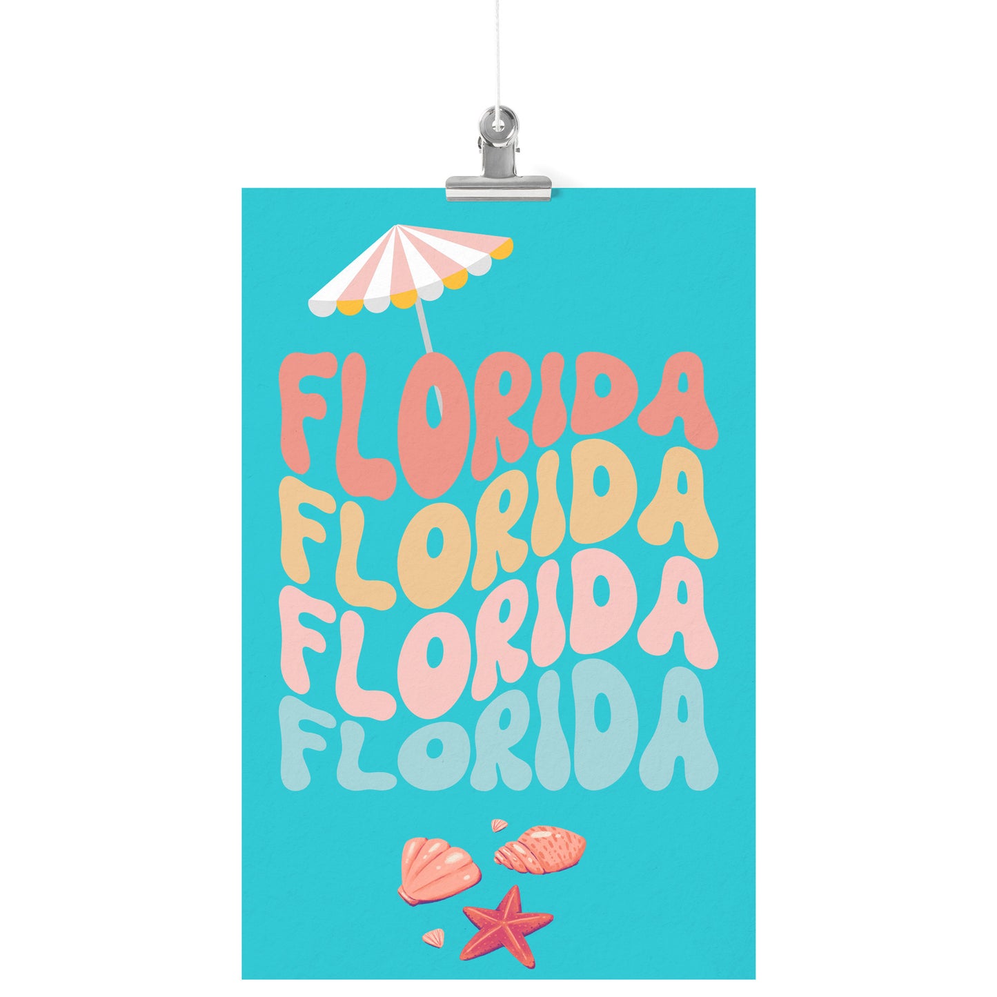 Florida With Seashells & Umbrella by Rachy Sparkle
