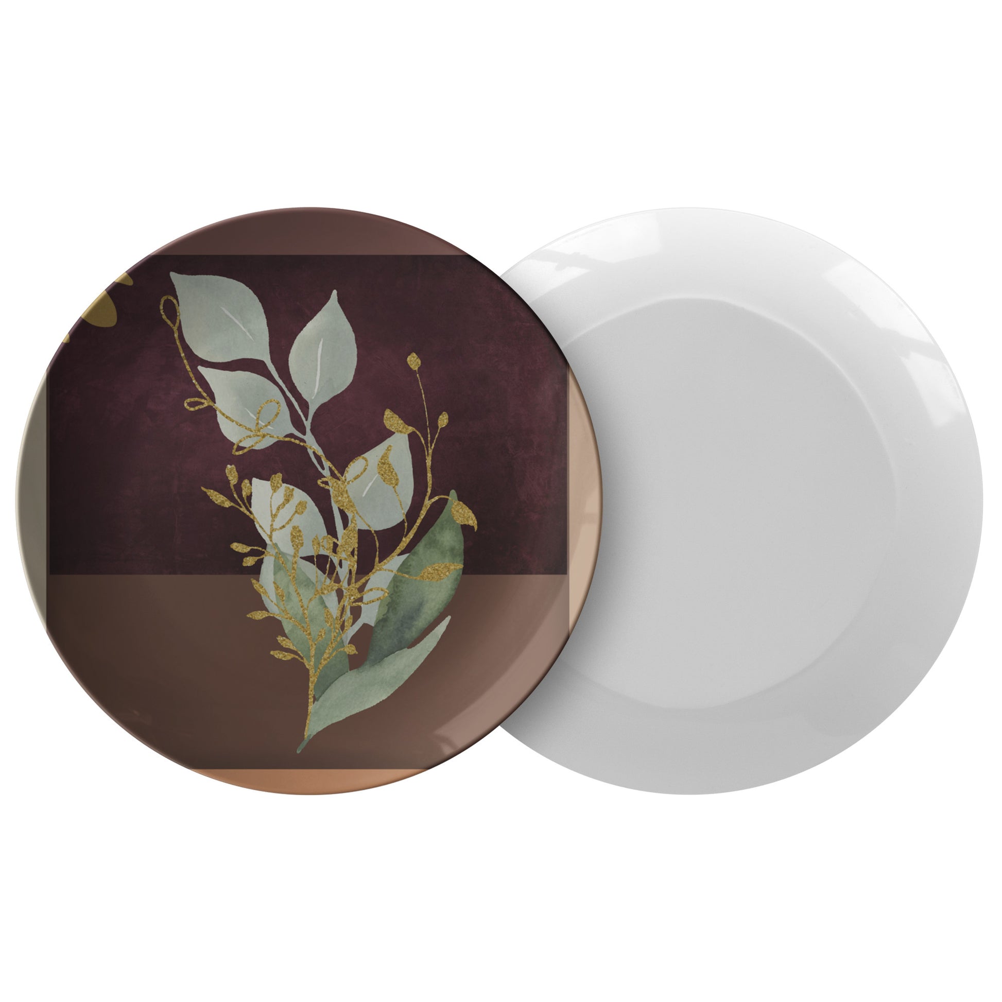 Gold & Green Leaf Luxury Plate