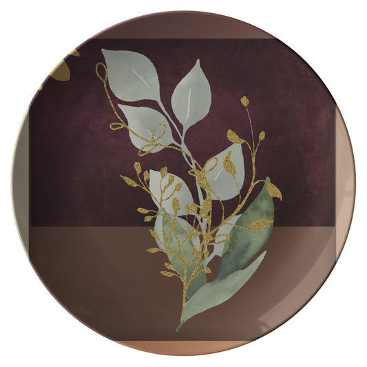 Gold & Green Leaf Luxury Plate