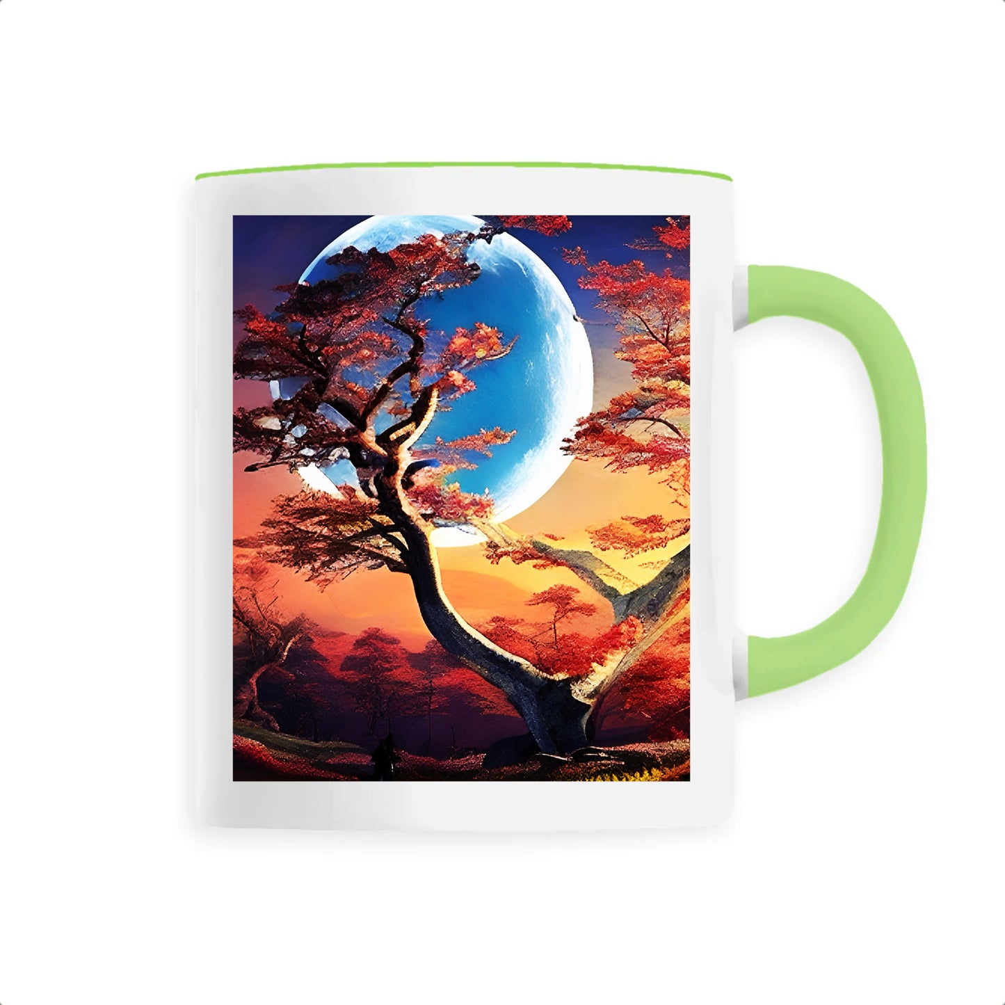 Moon & Tree Ceramic Cup, Mug, Tankard, Earthernware, Pottery, Terracotta