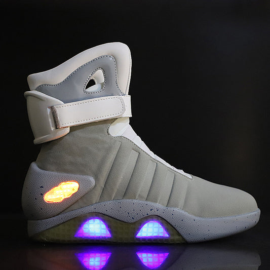 Red, Grey & White or Black Original High Quality Three Mode USB Charging LED High Top Basketball Sneakers Back to Future Shoes