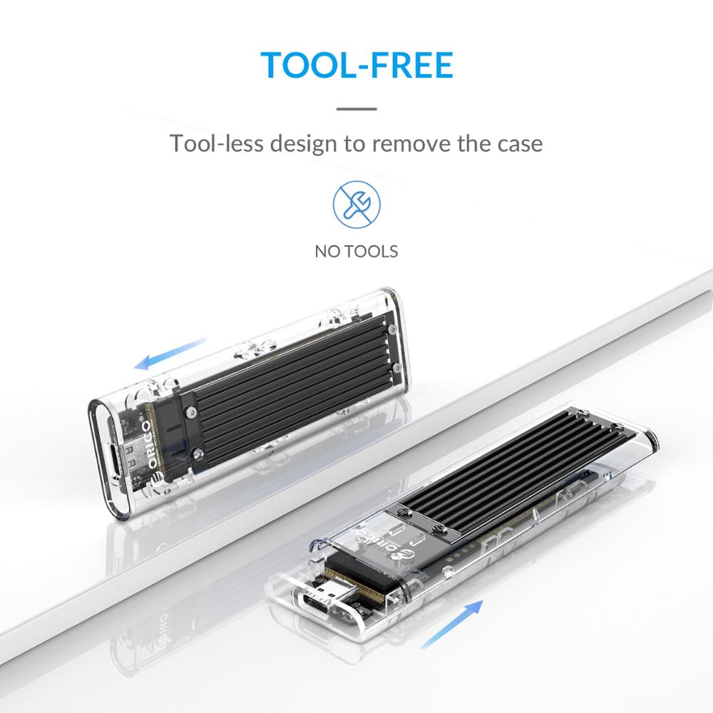 ORICO M2 SSD Case NVME SSD Enclosure M.2 to USB Type C Transparent Hard Drive Enclosure for NVME PCIE NGFF SATA M/B Key SSD Disk
