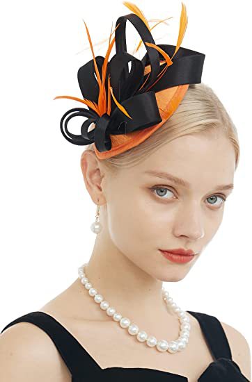 Formal Fascinator, Black, White, Yellow, Purple, Peach, Grey, Pink, Gold, Red & Green, Khaki, Blue, etc. Woman's, Evening wear, Formal, Elegant, Tea Party, British, Wedding, Bride Headwear, Cocktail, Tea Party, Feather, Hair, Church, Derby Fascinator Hat