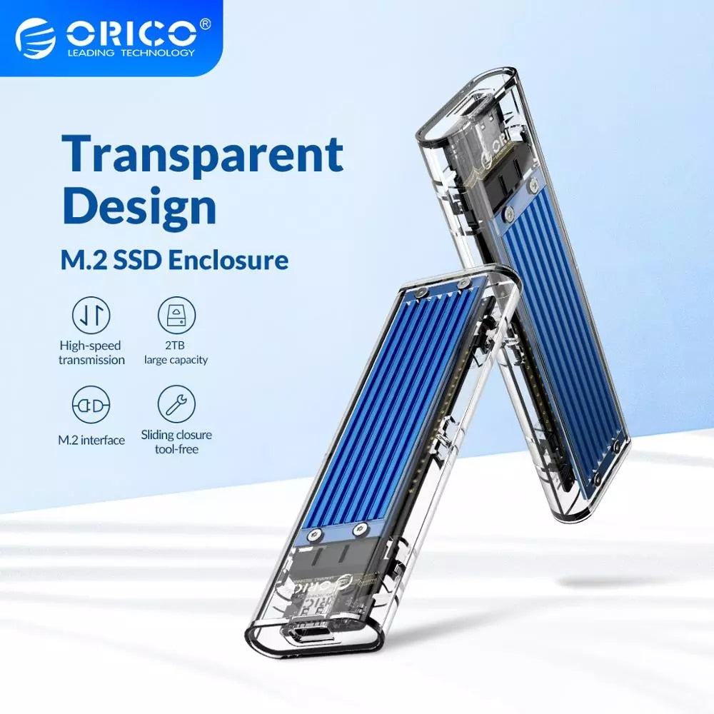 ORICO M2 SSD Case NVME SSD Enclosure M.2 to USB Type C Transparent Hard Drive Enclosure for NVME PCIE NGFF SATA M/B Key SSD Disk