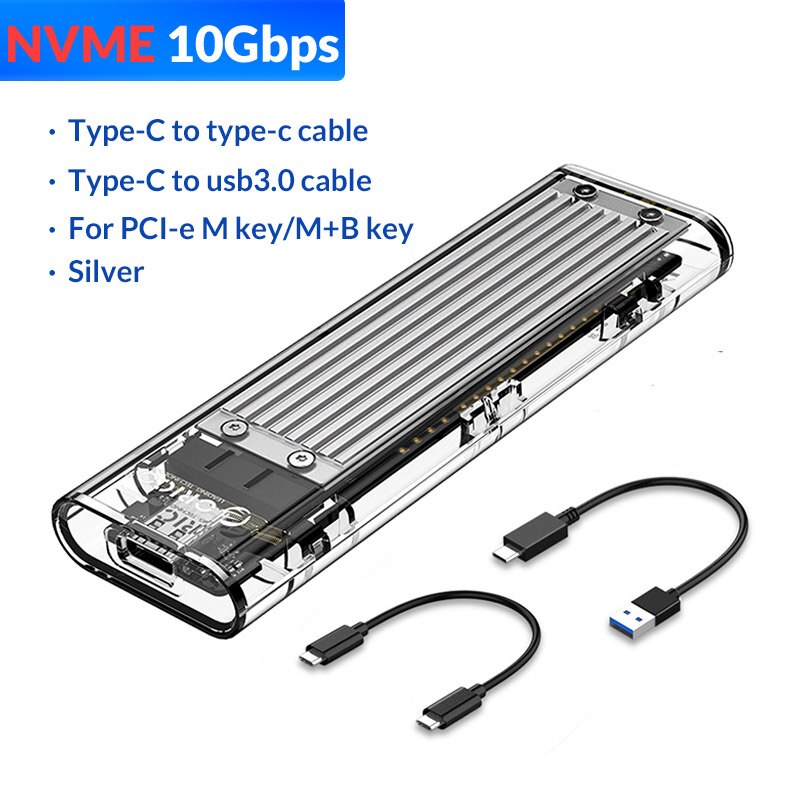 ORICO M2 SSD Case NVME SSD Enclosure M.2 to USB Type C Transparent Hard Drive Enclosure for NVME PCIE NGFF SATA M/B Key SSD Disk