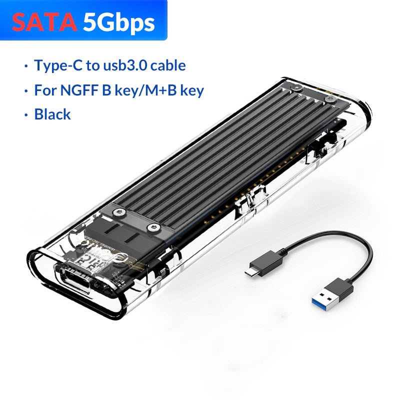 ORICO M2 SSD Case NVME SSD Enclosure M.2 to USB Type C Transparent Hard Drive Enclosure for NVME PCIE NGFF SATA M/B Key SSD Disk