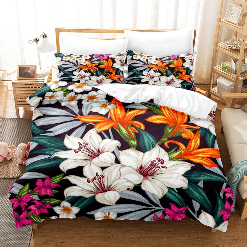 Modern/Fashion Comforter Bed Sheet Set/Bed Linen/Bedding Set 3D 40+ variations, Tropical Plants Flower 100% Polyester Quilt Cover Set