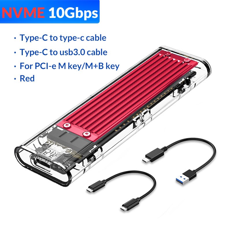 ORICO M2 SSD Case NVME SSD Enclosure M.2 to USB Type C Transparent Hard Drive Enclosure for NVME PCIE NGFF SATA M/B Key SSD Disk