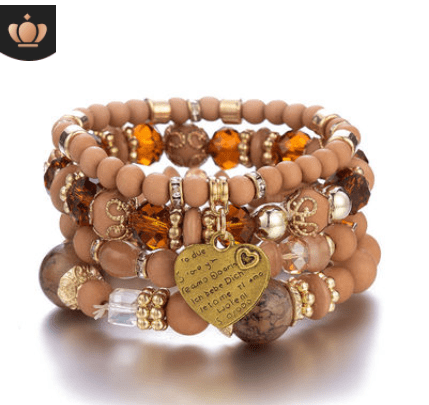 Fashion Jewelry Multi Layer Bead Beaded Boho Woman Stack Personalized Heart Charm Set high Quality Bracelet Set