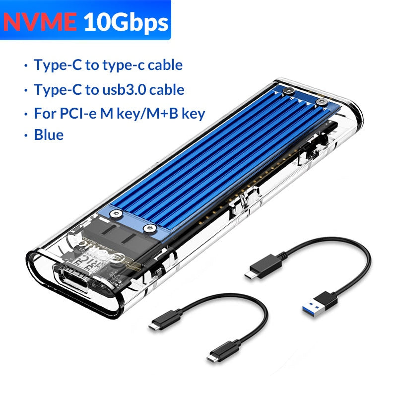ORICO M2 SSD Case NVME SSD Enclosure M.2 to USB Type C Transparent Hard Drive Enclosure for NVME PCIE NGFF SATA M/B Key SSD Disk