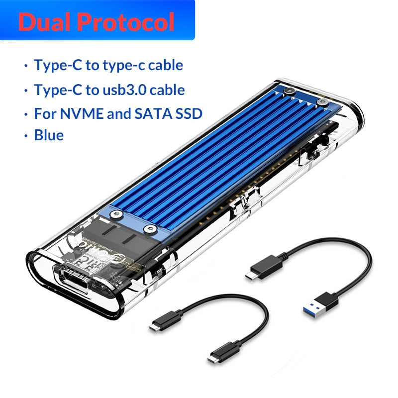 ORICO M2 SSD Case NVME SSD Enclosure M.2 to USB Type C Transparent Hard Drive Enclosure for NVME PCIE NGFF SATA M/B Key SSD Disk
