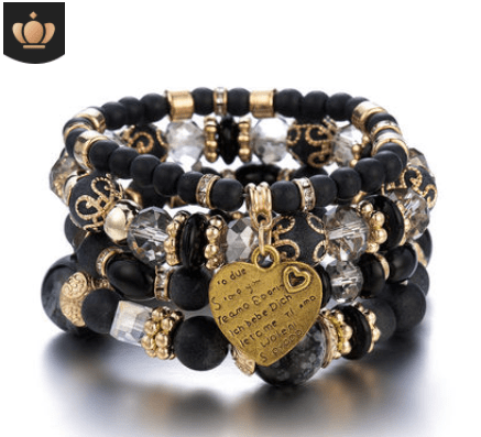 Fashion Jewelry Multi Layer Bead Beaded Boho Woman Stack Personalized Heart Charm Set high Quality Bracelet Set