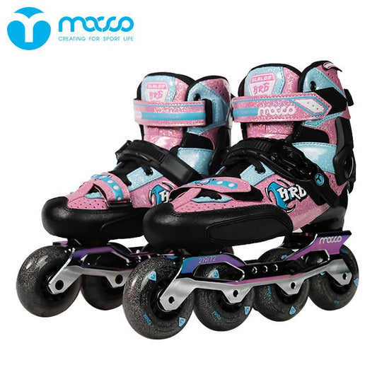 top quality Carbon fiber children inline skates roller blades freestyle slalom rockered frame professional player adult HR6 PINK