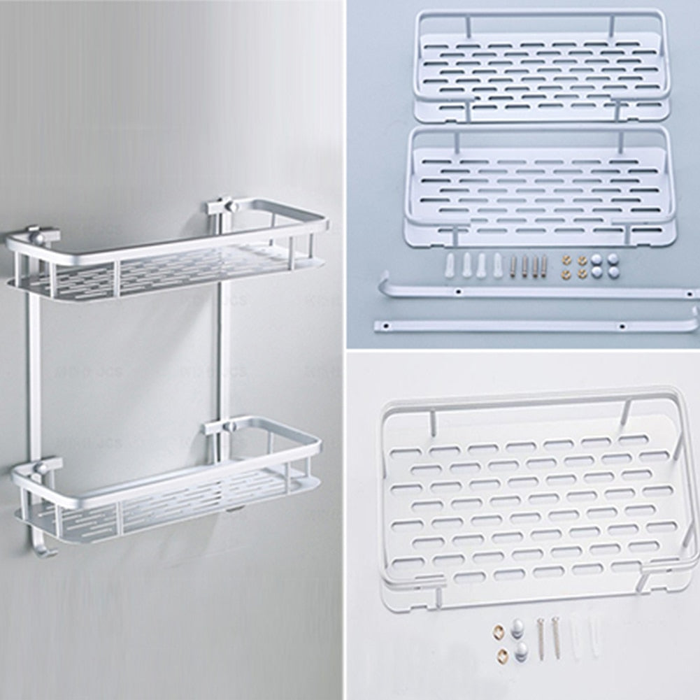 Space Aluminum Bathroom Shelf Shower Shampoo Soap Cosmetic Shelves Bathroom Accessories Kitchen Storage Organizer Rack Holder