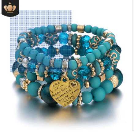 Fashion Jewelry Multi Layer Bead Beaded Boho Woman Stack Personalized Heart Charm Set high Quality Bracelet Set