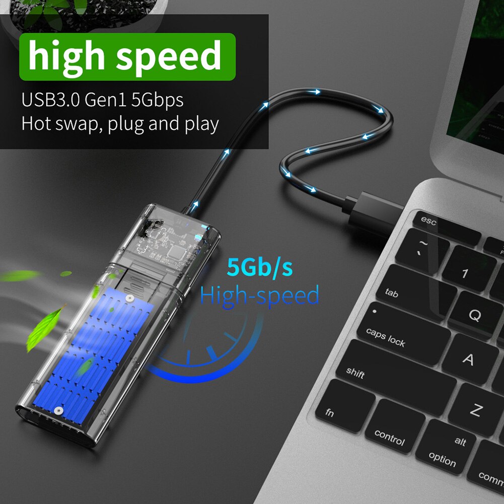 M2 SSD Box SATA Chassis M.2 To USB3.1 Type-C SSD Adapter For PCIE NGFF SATA M/B Key SSD Enclosure Transparent Hard Disk Case