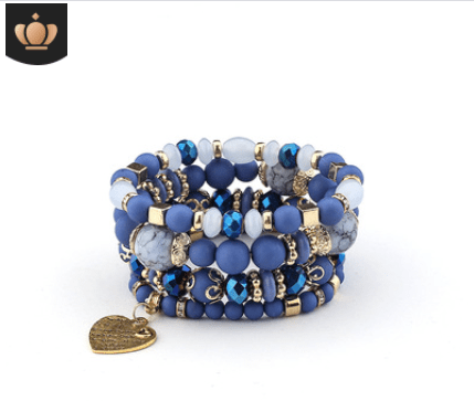 Fashion Jewelry Multi Layer Bead Beaded Boho Woman Stack Personalized Heart Charm Set high Quality Bracelet Set