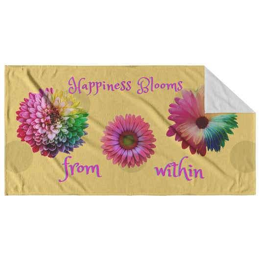 Happiness Blooms From Within Beach Towel