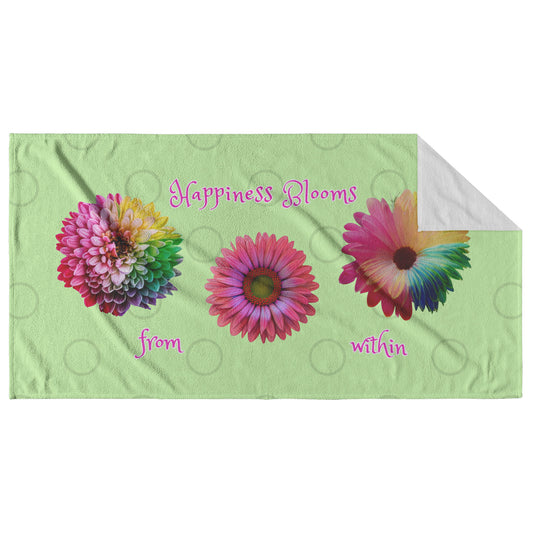 Happiness Blooms From Within Beach Towel By Rachy Sparkle, 3rd design