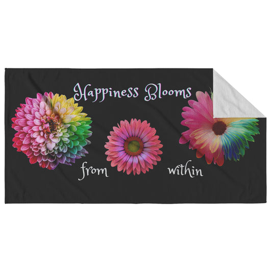 Happiness Blooms From Within Beach Towel By Rachy Sparkle, 4th design