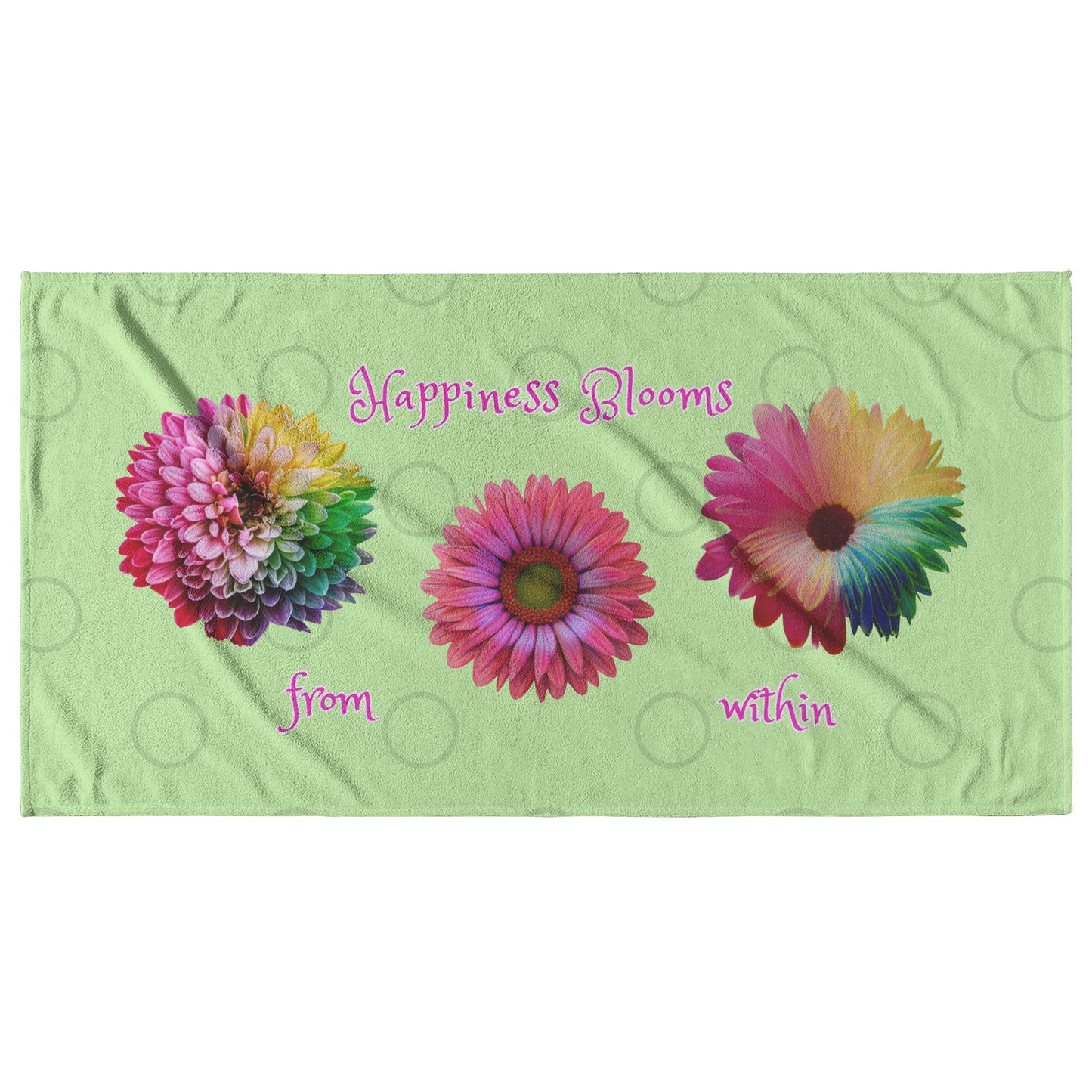 Happiness Blooms From Within Beach Towel By Rachy Sparkle, 3rd design