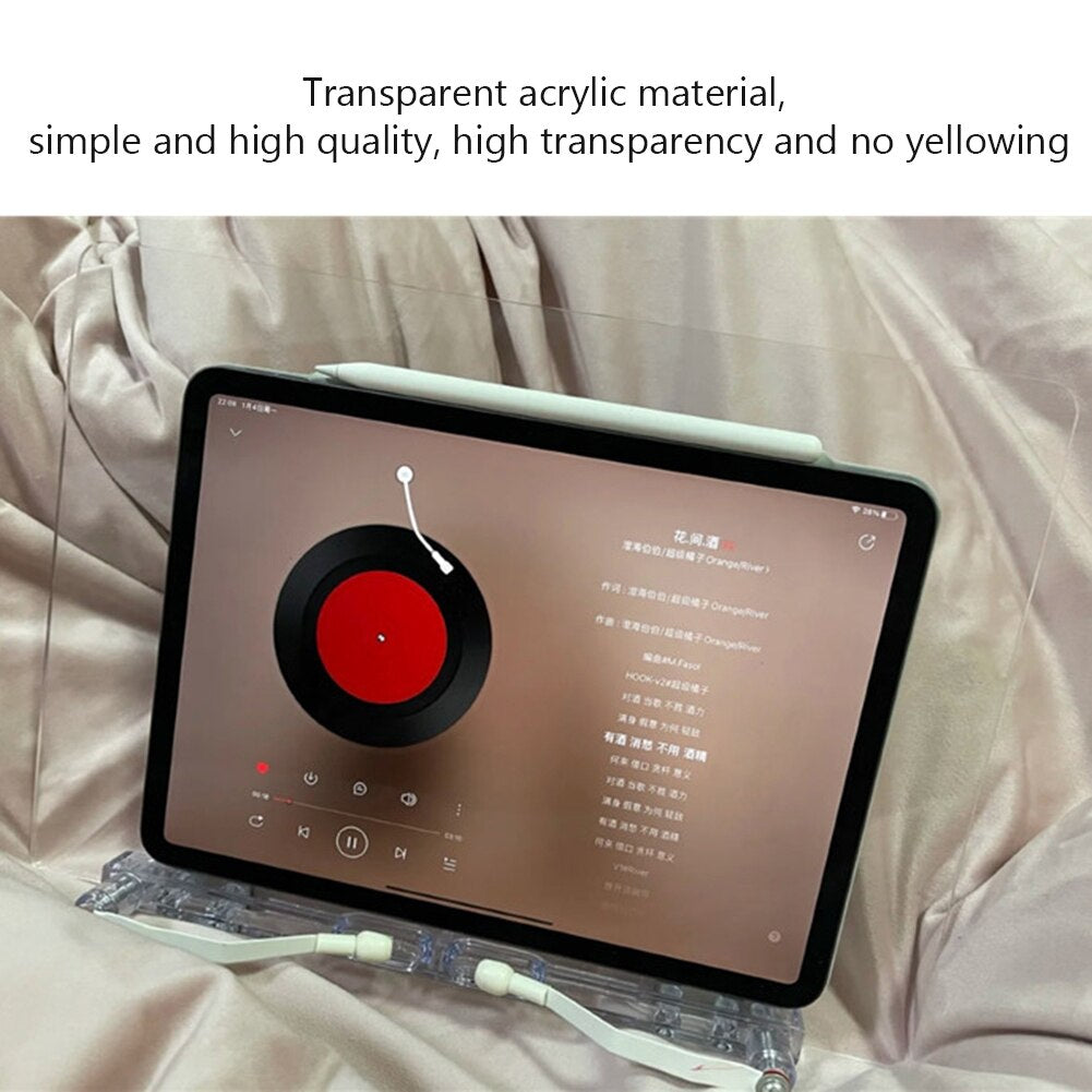 Transparent Acrylic Reading Bookshelf for iPad Tablet PC Holder 180 Degree Adjustable Bracket Desktop Book Support Rack Holder