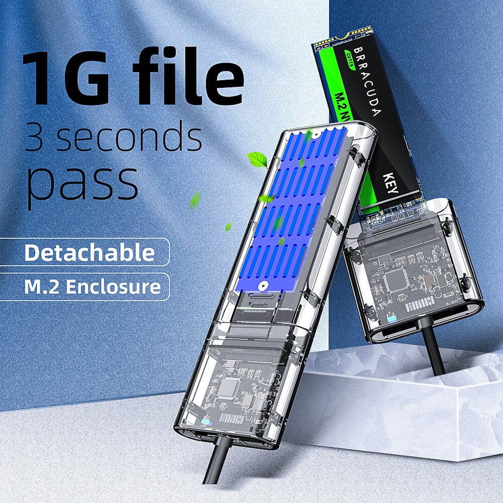 M2 SSD Box SATA Chassis M.2 To USB3.1 Type-C SSD Adapter For PCIE NGFF SATA M/B Key SSD Enclosure Transparent Hard Disk Case