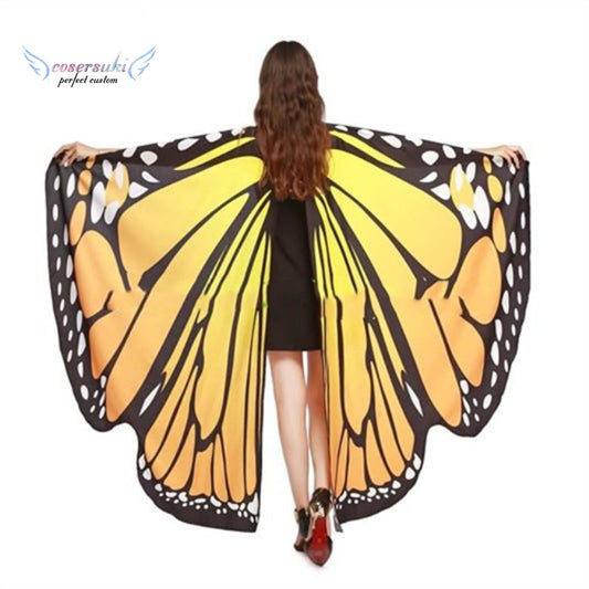 5 colored variants, Beach Towel, printed chiffon, peacock butterfly wing cape, Rainbow, Women