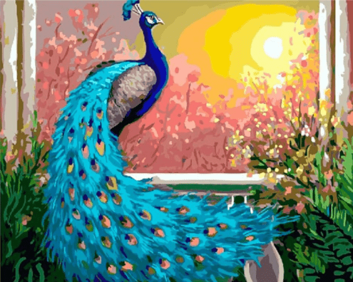 Diamond painting, HUACAN Painting By Numbers Animals Kit Acrylic Paint On Canvas Wall Art Picture HandPainted Peacock Home Decor DIY Gift