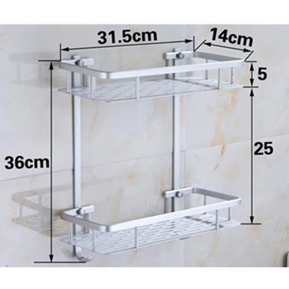 Space Aluminum Bathroom Shelf Shower Shampoo Soap Cosmetic Shelves Bathroom Accessories Kitchen Storage Organizer Rack Holder