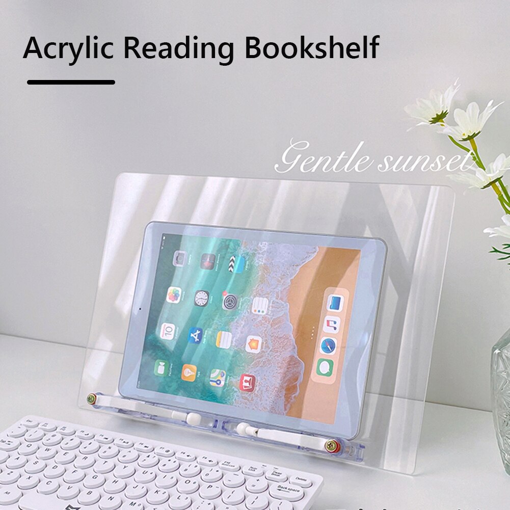 Transparent Acrylic Reading Bookshelf for iPad Tablet PC Holder 180 Degree Adjustable Bracket Desktop Book Support Rack Holder