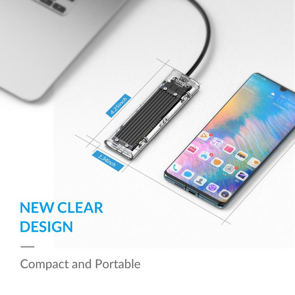 ORICO M2 SSD Case NVME SSD Enclosure M.2 to USB Type C Transparent Hard Drive Enclosure for NVME PCIE NGFF SATA M/B Key SSD Disk