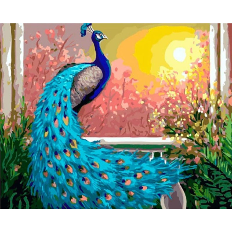 Diamond painting, HUACAN Painting By Numbers Animals Kit Acrylic Paint On Canvas Wall Art Picture HandPainted Peacock Home Decor DIY Gift