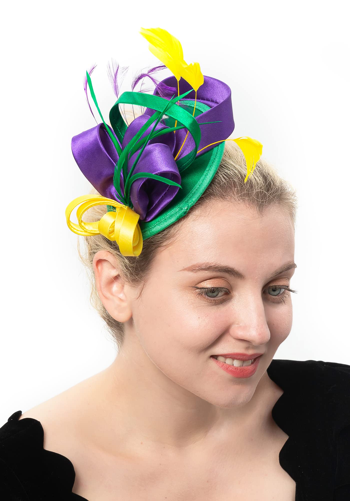 Formal Fascinator, Black, White, Yellow, Purple, Peach, Grey, Pink, Gold, Red & Green, Khaki, Blue, etc. Woman's, Evening wear, Formal, Elegant, Tea Party, British, Wedding, Bride Headwear, Cocktail, Tea Party, Feather, Hair, Church, Derby Fascinator Hat