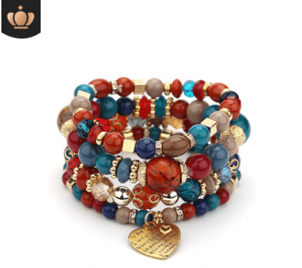 Fashion Jewelry Multi Layer Bead Beaded Boho Woman Stack Personalized Heart Charm Set high Quality Bracelet Set